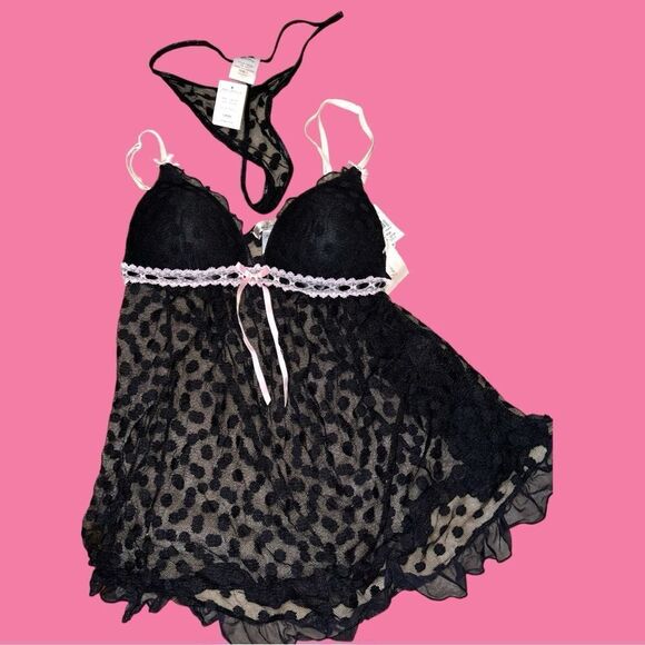 Linea donatella 2 piece sexy black lingerie set! Nwt! - Picture 11 of 16